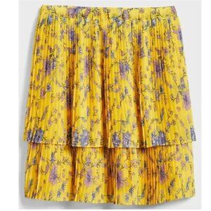 Banana Republic Pleated Tiered Fit-and-Flare Yellow Floral Skirt in XS and L
